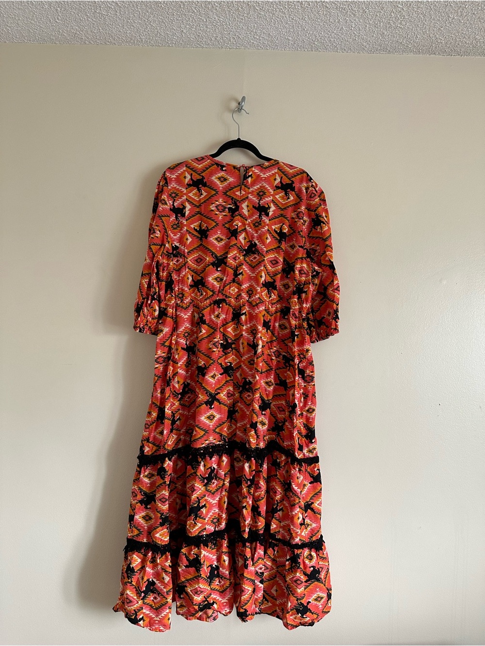 Never Fully Dressed Orange & Black Printed Tiered Maxi Dress - Picture 4 of 9